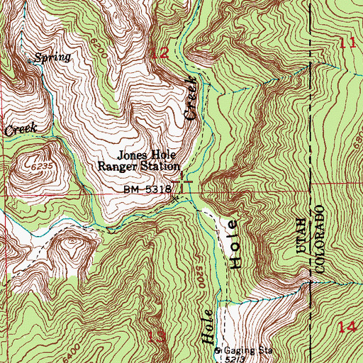 Topographic Map of Jones Hole Ranger Station, UT
