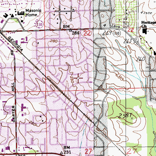 Topographic Map of Vaughan Meadows, AL