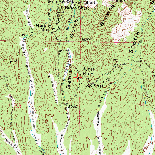 Topographic Map of Jones Mine, UT
