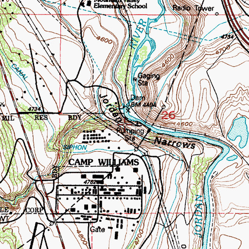 Topographic Map of Jordan Narrows, UT