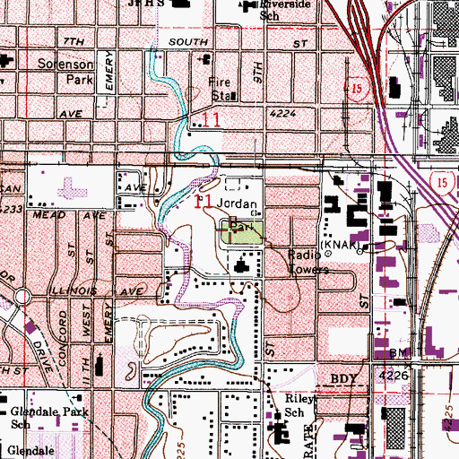 Topographic Map of Jordan Park, UT