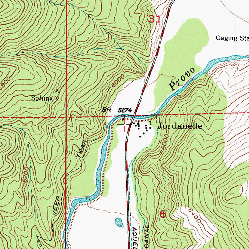Topographic Map of Jordanelle, UT