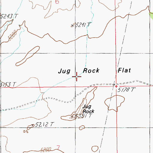 Topographic Map of Jug Rock Flat, UT