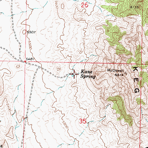 Topographic Map of Kane Spring, UT