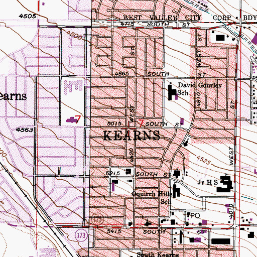 Topographic Map of Kearns, UT