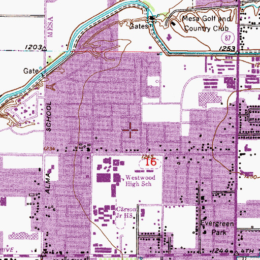 Topographic Map of Lewis Canal (historical), AZ