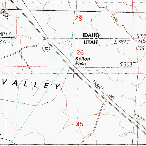 Topographic Map of Kelton Pass, UT