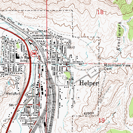 Topographic Map of Kenilworth Wash, UT