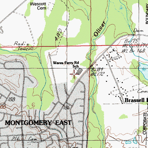 Topographic Map of Wares Ferry Elementary School, AL