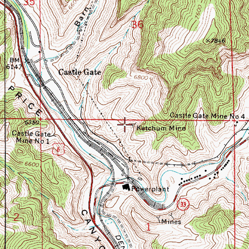 Topographic Map of Ketchum Mine, UT