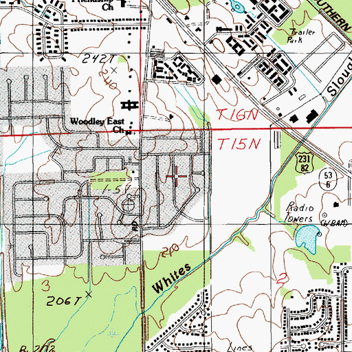 Topographic Map of Warrenton Estates, AL