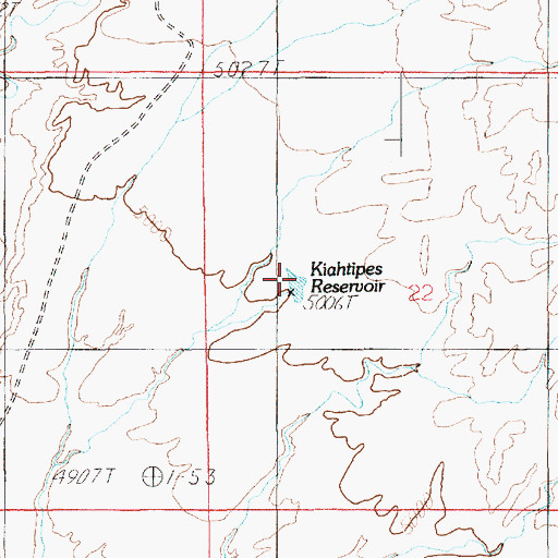 Topographic Map of Kiahtipes Reservoir, UT