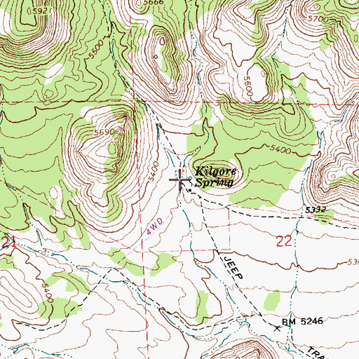 Topographic Map of Kilgore Spring, UT