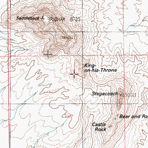 Topographic Map of King-on-his-Throne, UT