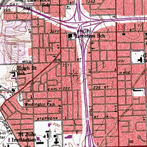 Topographic Map of Washington Park, AL