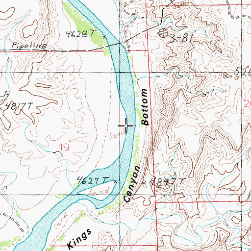 Topographic Map of Kings Canyon Bottom, UT