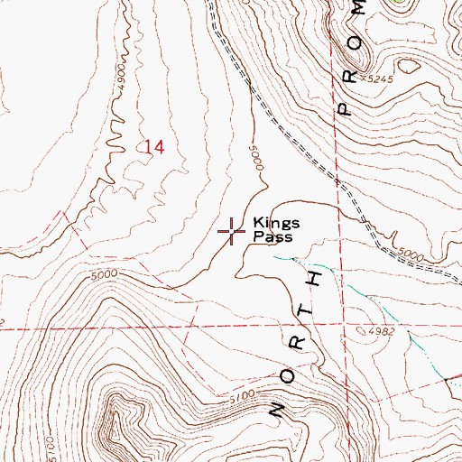 Topographic Map of Kings Pass, UT