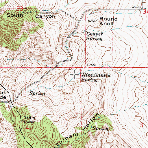 Topographic Map of Kinnikinick Spring, UT