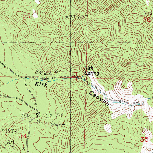 Topographic Map of Kirk Spring, UT