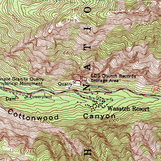 Topographic Map of Latter Day Saints Church Records Storage Area, UT