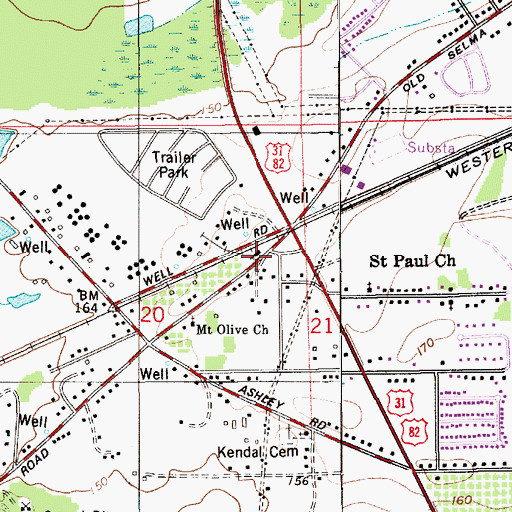 Topographic Map of West Side Assembly of God Church, AL