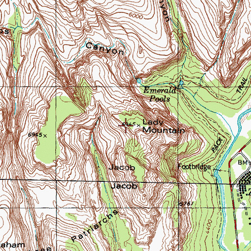 Topographic Map of Lady Mountain, UT