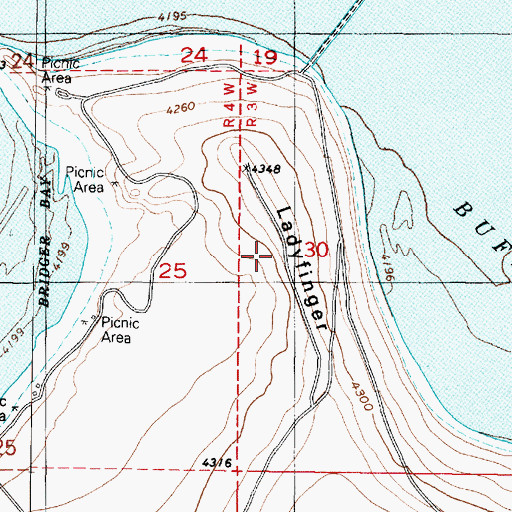 Topographic Map of Ladyfinger, UT