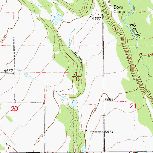 Topographic Map of Lake Fork Western Canal, UT