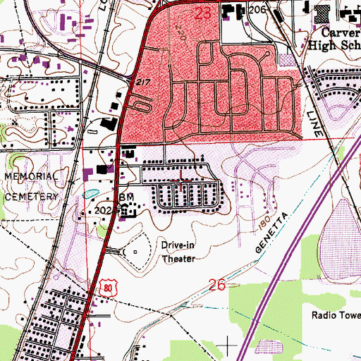 Topographic Map of Westgate, AL