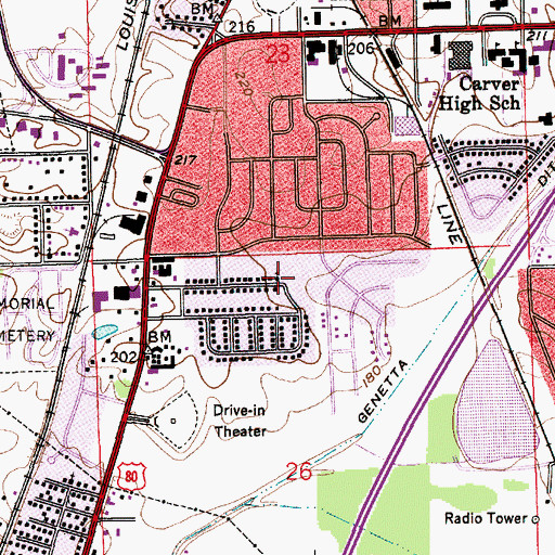 Topographic Map of Westgate Baptist Church, AL
