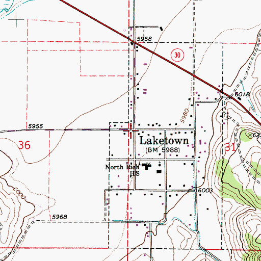 Topographic Map of Laketown, UT