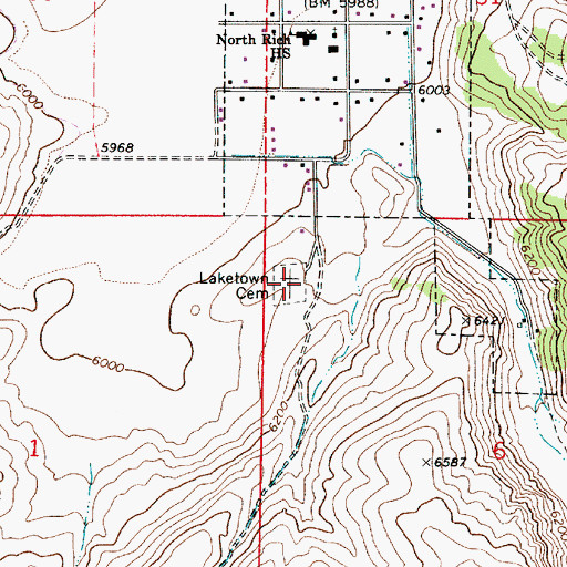 Topographic Map of Laketown Cemetery, UT