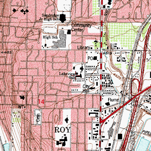 Topographic Map of Lakeview Elementary School, UT