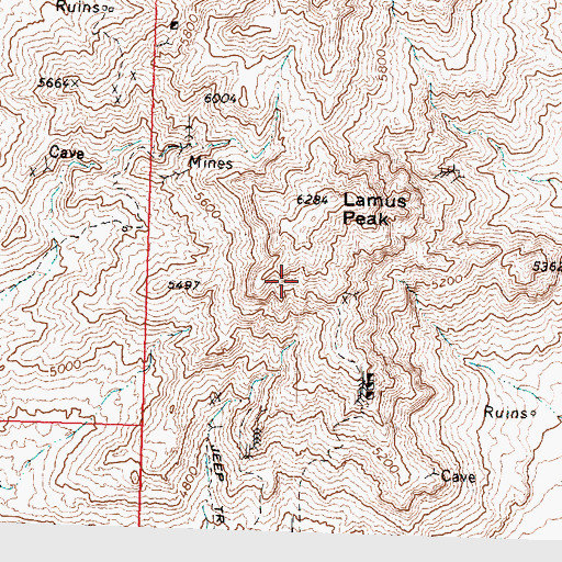 Topographic Map of Lamus Peak, UT