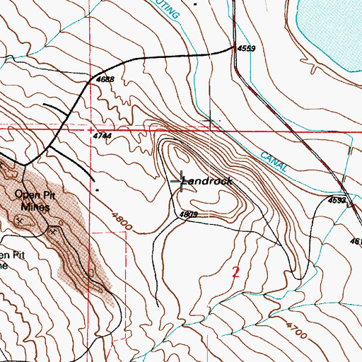 Topographic Map of Landrock, UT