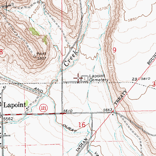 Topographic Map of Lapoint Cemetery, UT