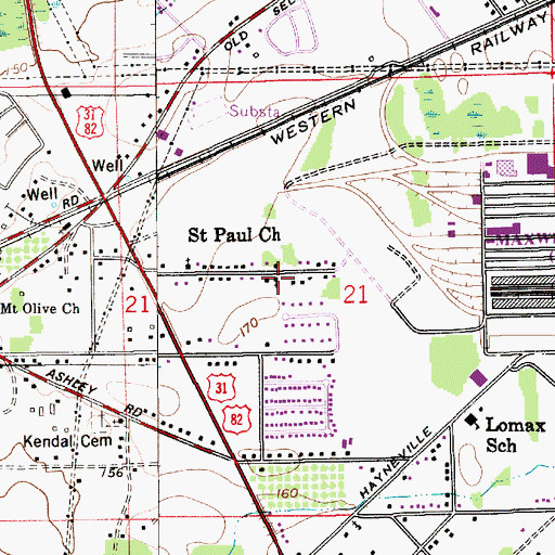 Topographic Map of Westview Gardens Church of Christ, AL