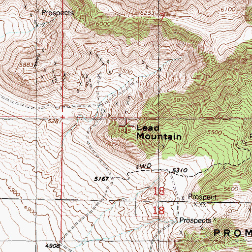 Topographic Map of Lead Mountain, UT