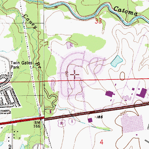 Topographic Map of Woodcrest Estates, AL