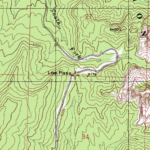 Topographic Map of Lee Pass, UT