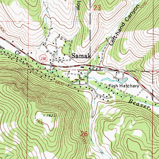 Topographic Map of Left Fork Beaver Creek, UT