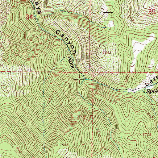 Topographic Map of Left Fork Days Canyon, UT