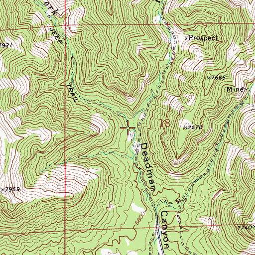 Topographic Map of Left Fork Deadman Creek, UT