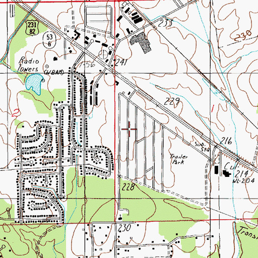 Topographic Map of Woodland Hills, AL