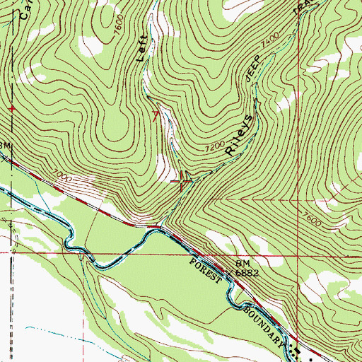 Topographic Map of Left Fork Rileys Canyon, UT