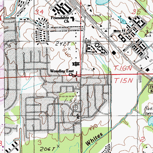 Topographic Map of Woodley East Church, AL