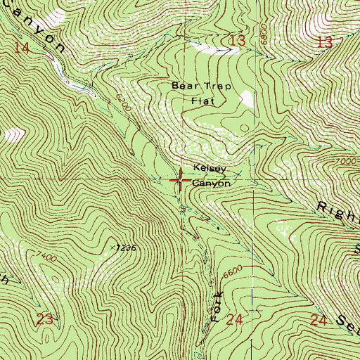 Topographic Map of Left Hand Fork Kelsey Canyon, UT