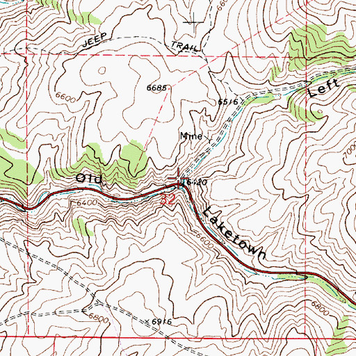 Topographic Map of Left Hand Fork Old Laketown Canyon, UT