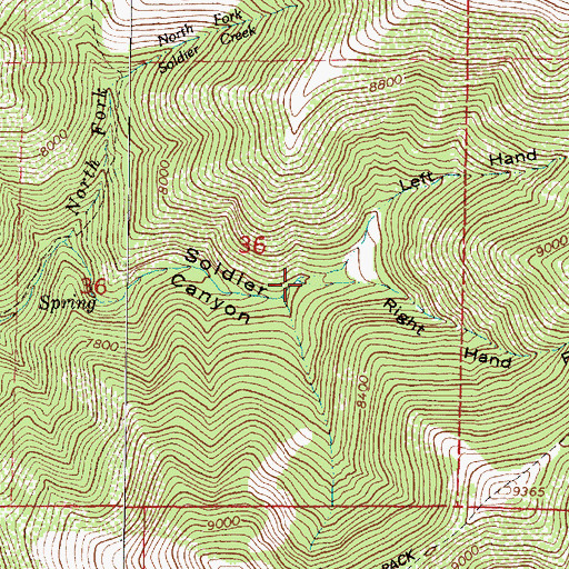 Topographic Map of Left Hand Fork Soldier Canyon, UT