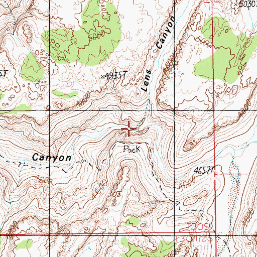 Topographic Map of Lens Canyon, UT
